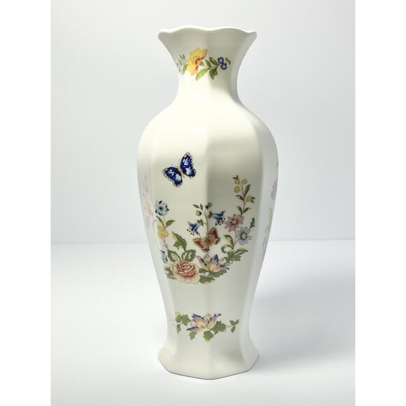Aynsley “Cottage Garden” Bone China Tall Paneled Hour Figure Table Vase 8 7/8” - Picture 4 of 7